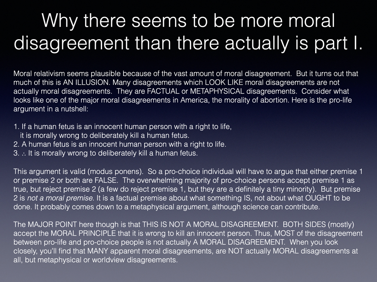 So let us consider some REASONS why there APPEARS to be more moral disagreement than there actually is.