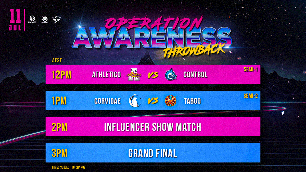 Rainbow6ANZ's tweet photo. Itโs almost time!! โฐ
Weโll be live at 12PM AEST with #OAThrowback!
Don't miss all the R6 fun with your favourite influencers, iconic teams and the best casters in ANZ! ๐
Join the operation by donating here: https://t.co/qM9VlkfZIw
See you there! ๐
๐บhttps://t.co/yywpt2anvN https://t.co/E6BsSPim8I