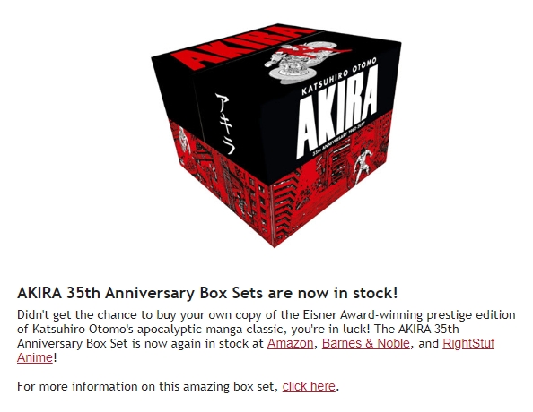 Wtk On Twitter Icymi Akira 35th Anniversary Manga Box Set Hardcover Is Back In Stock Https T Co Bjedoafoae Https T Co Pmvjil9ysi Https T Co Xponmjzfhq Https T Co Cwt9vq5gfn Https T Co Iyiyvtpx8g