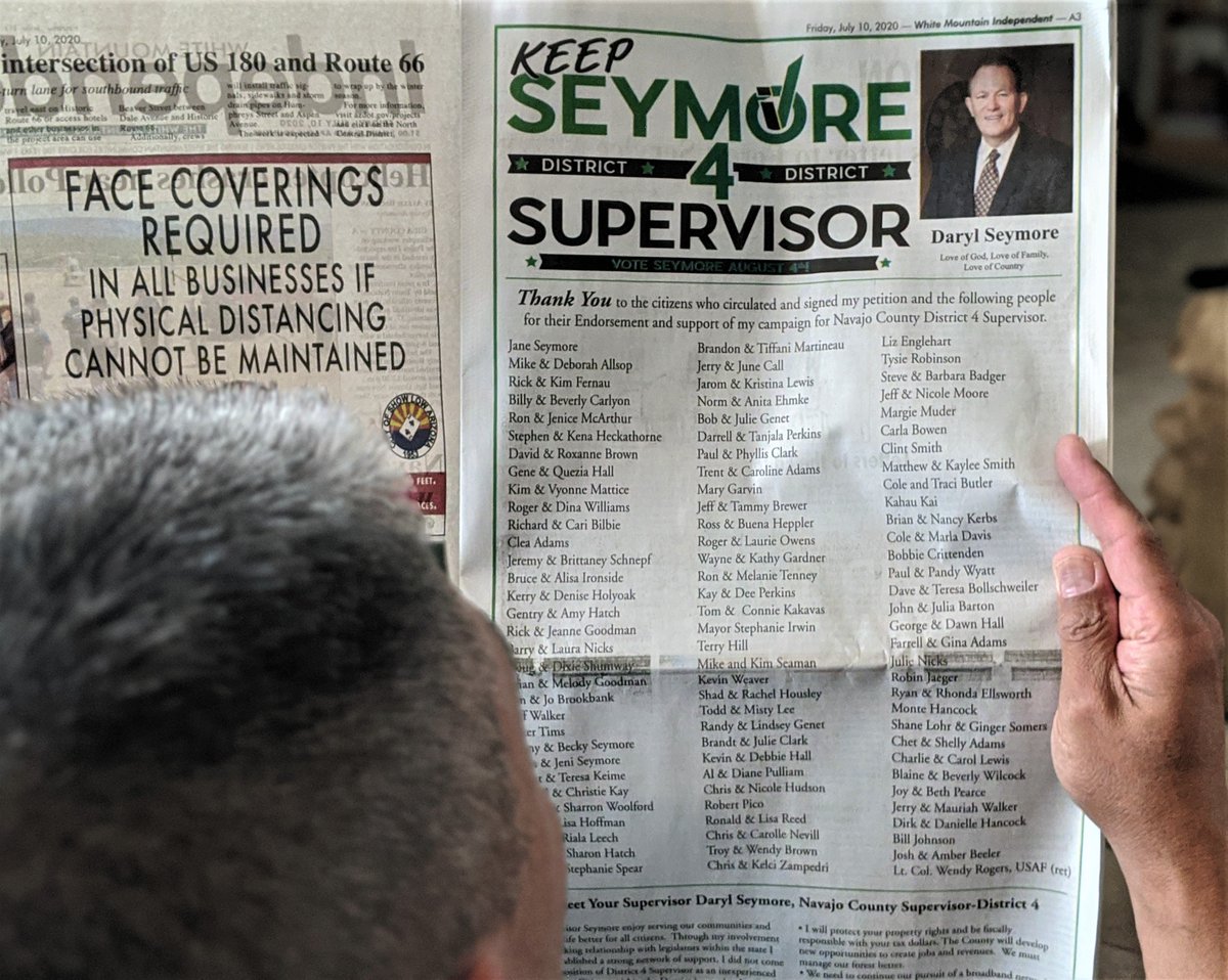 Seymore4S's tweet photo. Don't you just LOVE great reading material!
Check out the July 10th 2020 Copy of White Mountain Independent
😁😃😍🐘❤️👍👀🌳☀️
#NavajoCountySupervisor #DarylSeymore #NavajoCounty #Seymore4Supervisor #MayorSeymore #SupervisorSeymore https://t.co/BLDIUDuQLA
