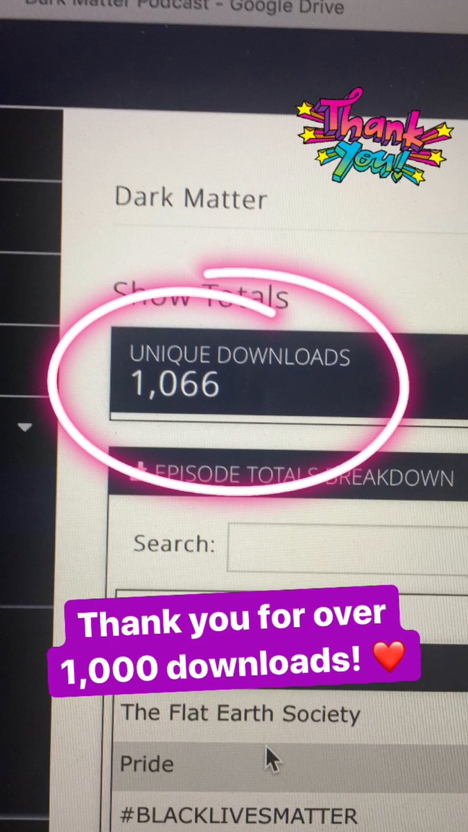 We reached over 1,000 downloads! Thank you to everyone listening to our podcast! ❤️ #femalepodcasters #darkmattermondays