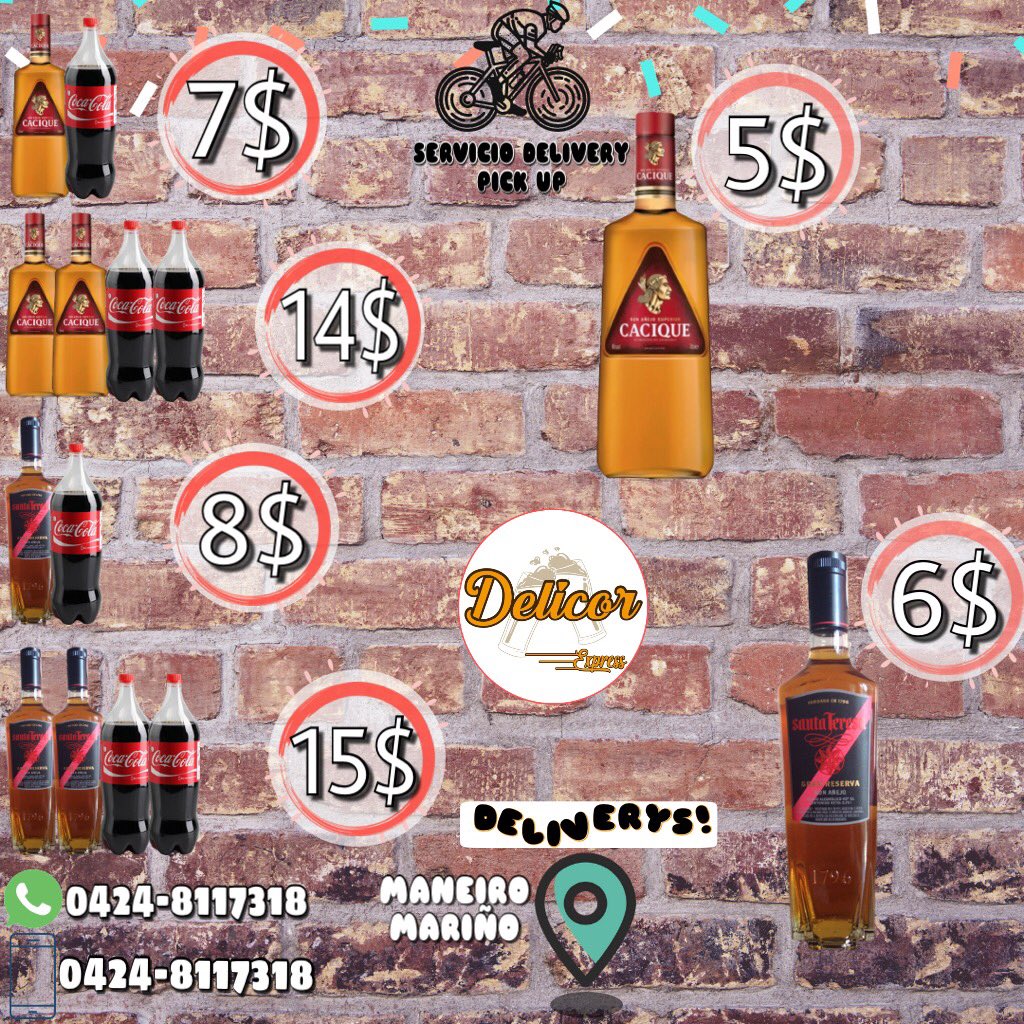 iOM69's tweet photo. ¿Quieren beber y los negocios ya están cerrados? Pues no pierdas la oportunidad y disfruta de tu fin de semana gracias a DeLicor Express. Te llevamos tu bebida a la puerta de tu casa. 
#Margarita #delivery #ron https://t.co/v7wX0701ve