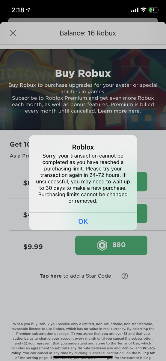 roblox can't buy robux