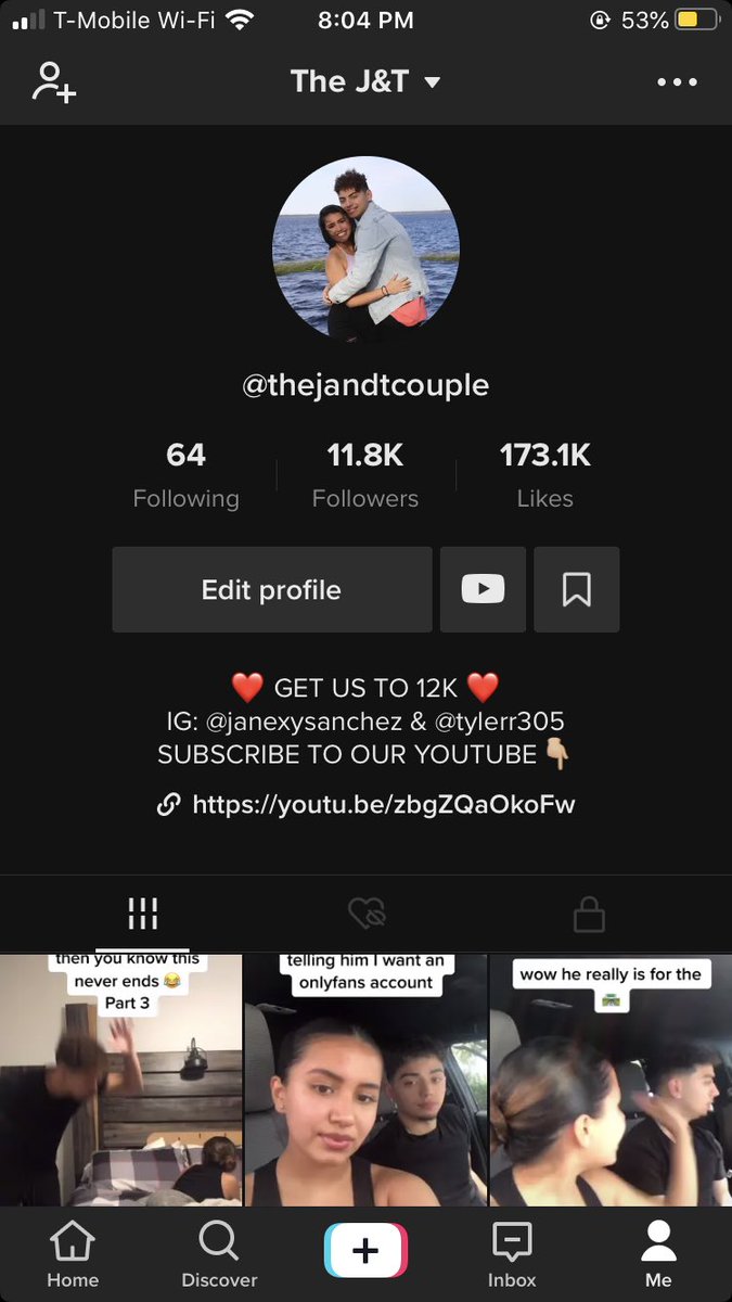 UnknownTVv's tweet photo. @tiktok_us @TikTokSupport me &amp; my girlfriend started a couples TikTok account and well sadly it appears to be that we are Shadowbanned with no explanation or idea how to fix it. we love making content and just wish to understand how we can fix this. My account is @thejandtcouple https://t.co/DtL2iVhkuG