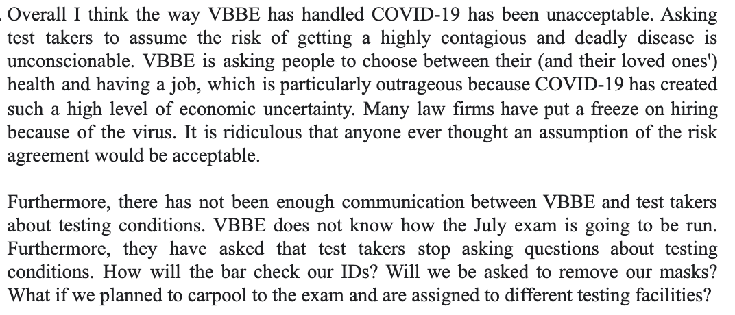 This person echoes so much of what I have felt. Going forward with the exam is one thing. But the board's lack of communication and information has been so frustrating.