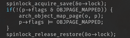 Here’s what would happen: hitting any key after that for loop would cause an infinite number of page faults. Why? Well, the page-fault handler is supposed to “fix” the state so that the memory access succeeds (or kill the thread). Right? 0x2/n