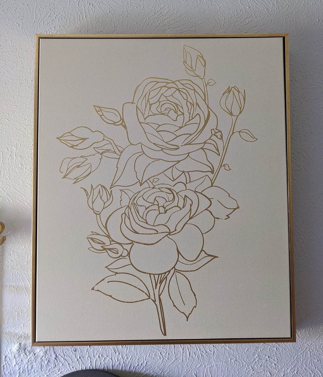 Reselling this gorgeous framed canvas  It's really great if you have other golden elements in the room - as you can see the gold can catch the light for a subtle bit of drama!Size: 20"x24" w/ a 2" deep framePrice: $25Condition: perfect 
