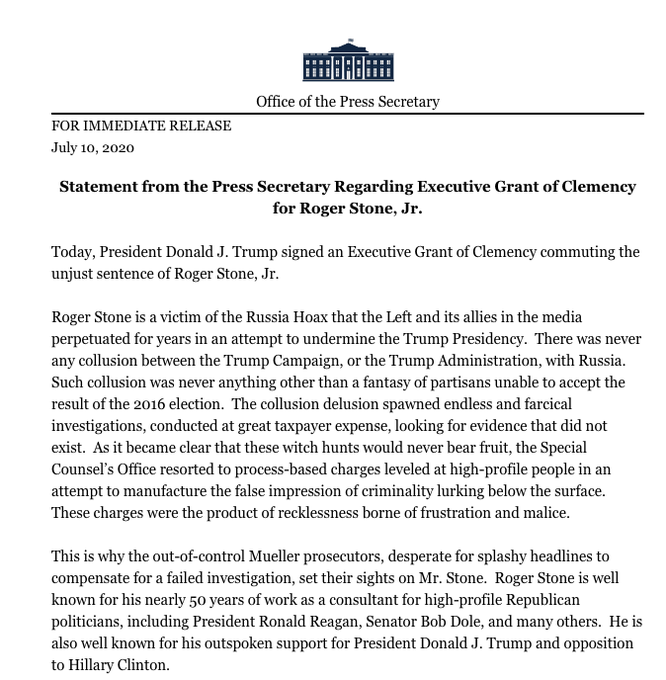 Statement of pants-pissing fear from the White House. This is a Newsmax/QAnon word salad.Because I have a question: Was the Office of Pardon Attorney even *involved?* 