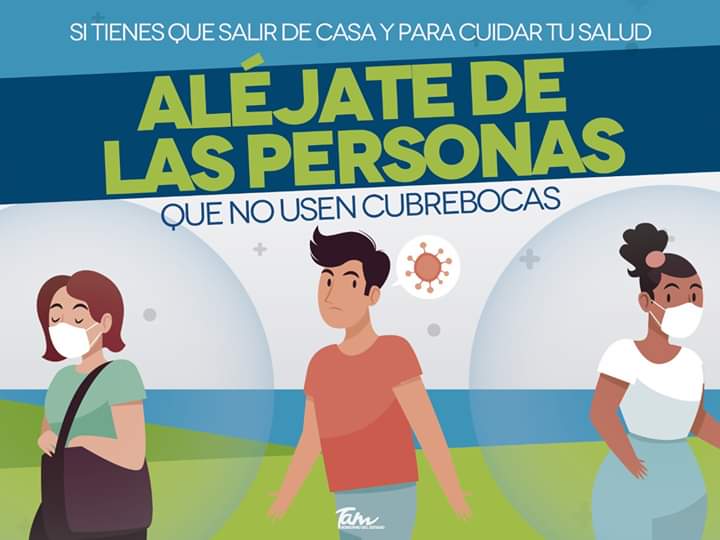El #DistanciamientoSocial es fundamental para disminuir el contagio por #COVID19, no olvides que aunque uses #cubrebocas debes mantener una sana distancia y alejarte de quienes no lo usan.

#QuédateEnCasa
