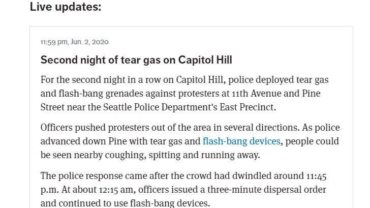 Noteworthy that like all official reporting of the night, coverage ends at precisely one minute to midnight. Further reports about the nights' activities come only second hand from protester's social media accounts.