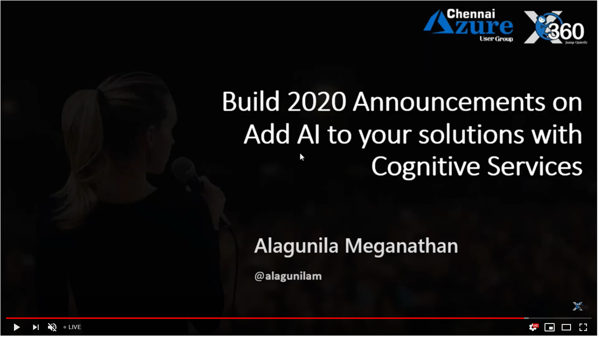 XMonkeys360's tweet photo. Next Session started "𝐀𝐝𝐝 𝐀𝐈 𝐭𝐨 𝐲𝐨𝐮𝐫 𝐬𝐨𝐥𝐮𝐭𝐢𝐨𝐧𝐬 𝐰𝐢𝐭𝐡 𝐂𝐨𝐠𝐧𝐢𝐭𝐢𝐯𝐞 𝐒𝐞𝐫𝐯𝐢𝐜𝐞𝐬" by @alagunilam  @"𝐌𝐢𝐜𝐫𝐨𝐬𝐨𝐟𝐭 𝐁𝐮𝐢𝐥𝐝 𝟐𝟎𝟐𝟎 - 𝐑𝐞𝐜𝐚𝐩"

YouTube Live: https://t.co/HfLPRKVWnJ
 
#msbuild2020 #xmonkeys360 #microsoftazureusergroup https://t.co/0XT69v9J3E