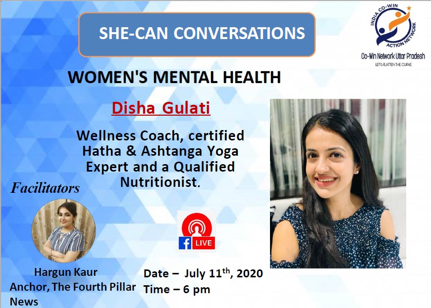 UP_ICAN's tweet photo. @vinay1011 @RaviPokharna @indiacan2020 @TheRightWrites @disha_yoga @HargunK06632792 
SHE-CAN UP Conversations
'WOMEN'S MENTAL HEALTH'

Speaker
Disha Gulati
Wellness Coach

Facilitators -
Hargun Kaur
News Anchor, The Fourth Pillar News(1/2) https://t.co/wD9KuFOzPK