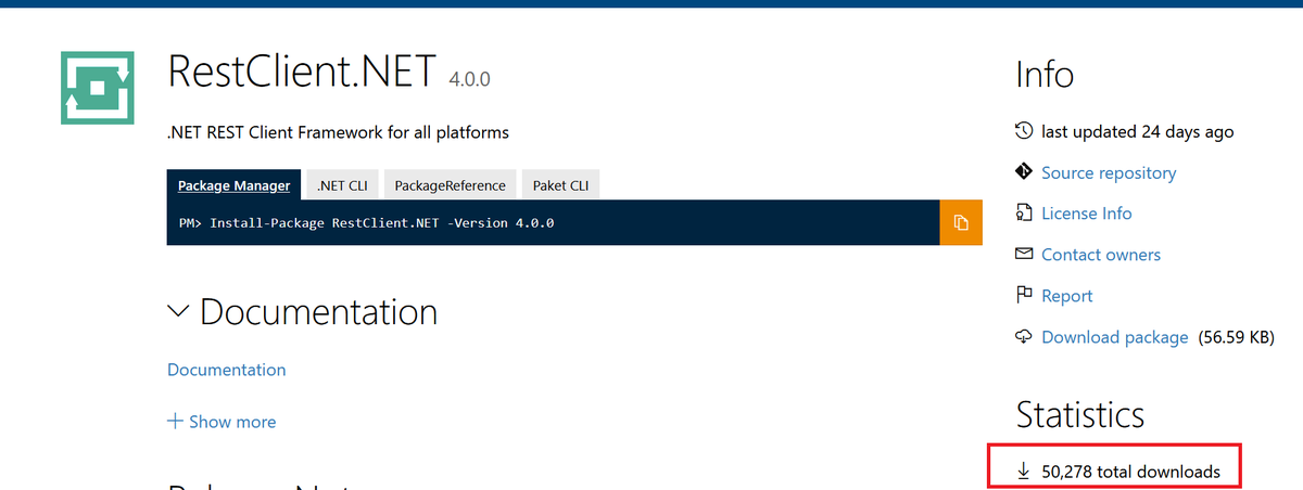 CFDevelop's tweet image. RestClient .Net hit 50,000 downloads

#dotnet #restclient #csharp