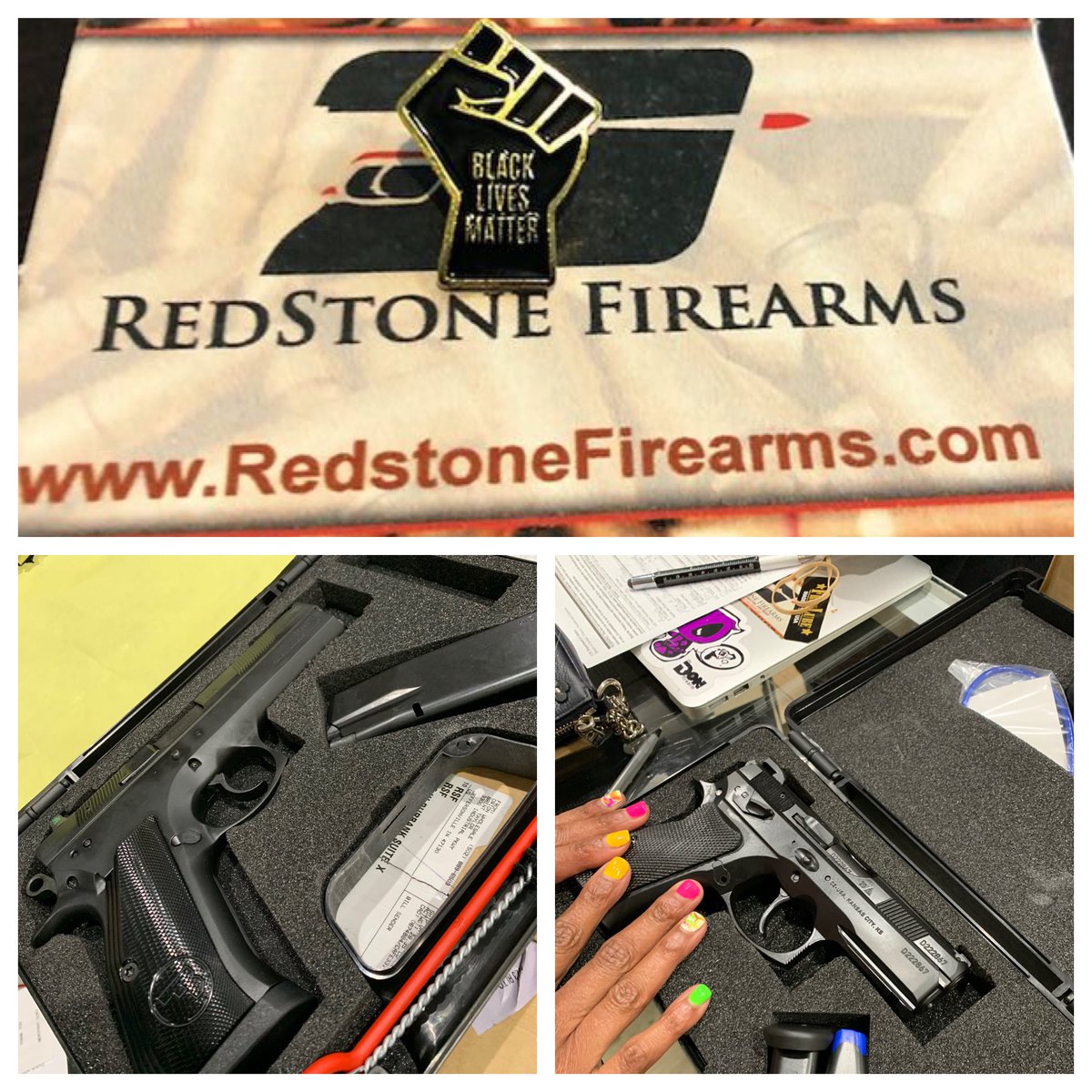 DjViciouslee's tweet photo. background checks n progress .. 🙌🏾 can’t wait for our first range day with @redstonefirearms. #redstonefirearms #gun #pewpewlife #blackowned #blackownedbusinesses #blackownedbusiness #czgunsusa #czguns #czgun #9mm #9mmpistol #45acp #45cal #45caliberpistol https://t.co/EOsDnstgb5