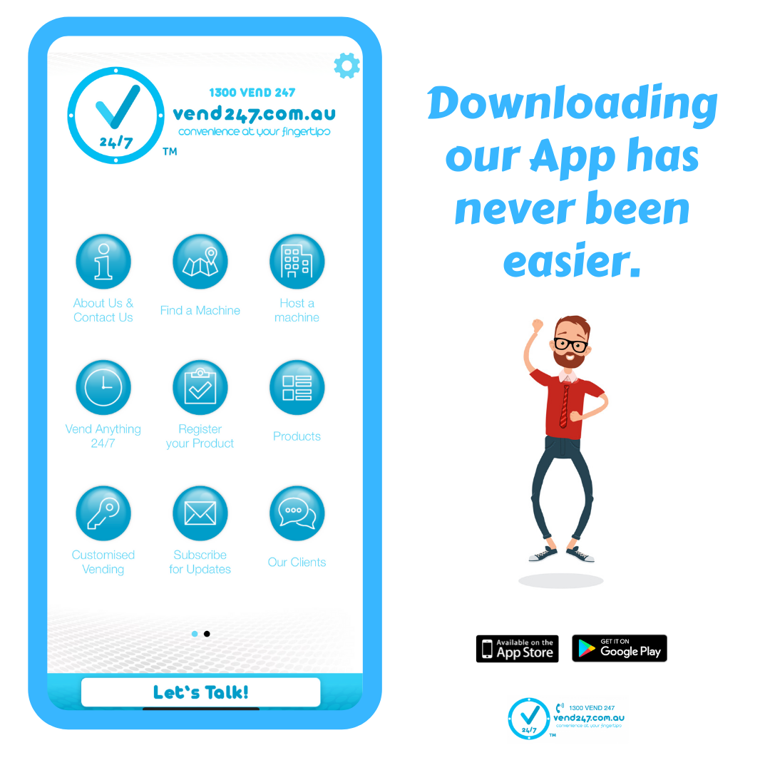 Vend247A's tweet photo. Our app (available in both the App Store and Google Play Store) covers all your vending needs. Download it today and get in touch about creating your own vending machines. No matter what your idea, we can make it happen!
#vend247 #vend #buildabusiness #createyourown #vendingapp https://t.co/JzUHBb5iRp