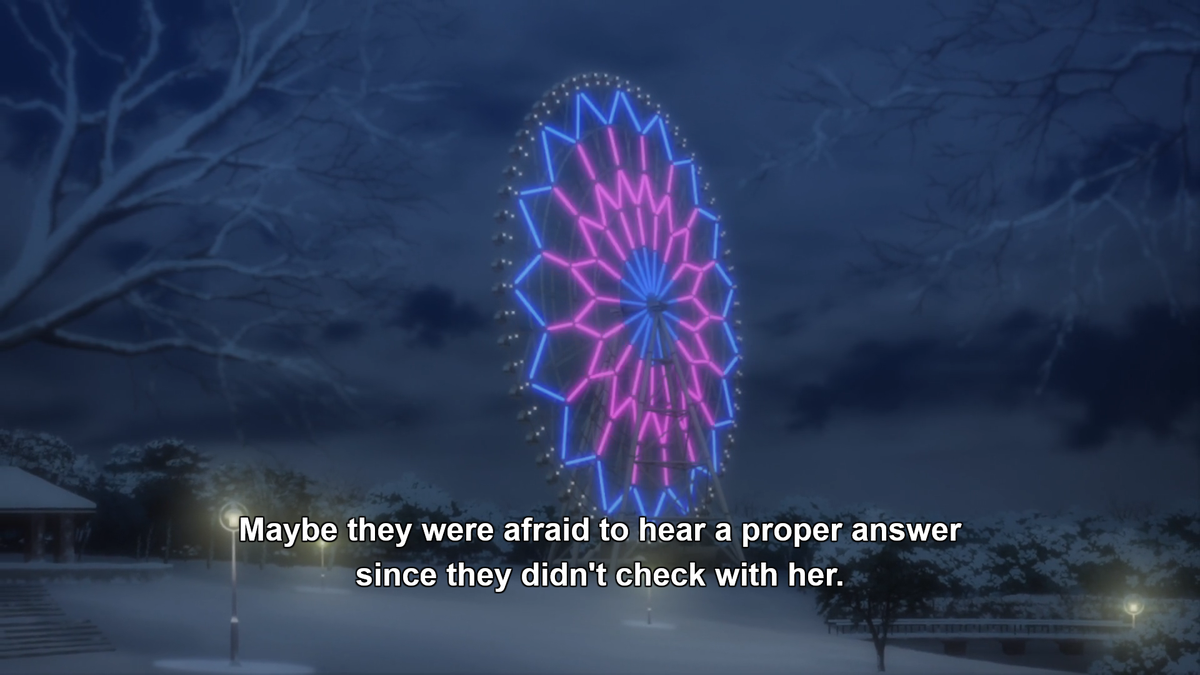 But when I said long exchange, I meant long exchange, so it keeps coming. These are "でも ちゃんと言うべきだったんでしょうね それが かなわないとしても" "But I should have told her. Even if it was impossible." and "多分 きちんとした答えを出すのが怖くて 確かめることをしなかったの"