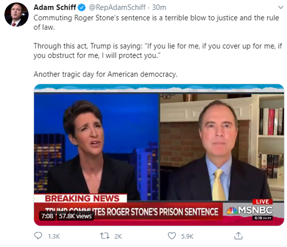 18/  @maddow and  @RepAdamSchiff going over that evidence of Russia collusion lmao