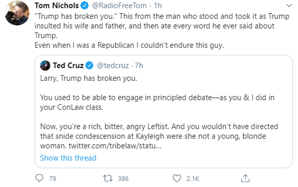 21/OK, a few more, mostly because Daddy Nichols  @radiofreetom telling Zodiac Ted that Trump "broke him" is just too good to pass over. h/t  @LibertyAndTech