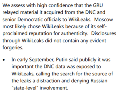 According to U.S. intelligence assessments, Russian official hand-picked Wikileaks to serve as a conduit for public disclosure of hacked information. Julian Assange had a long relationship with Russian entities: /4