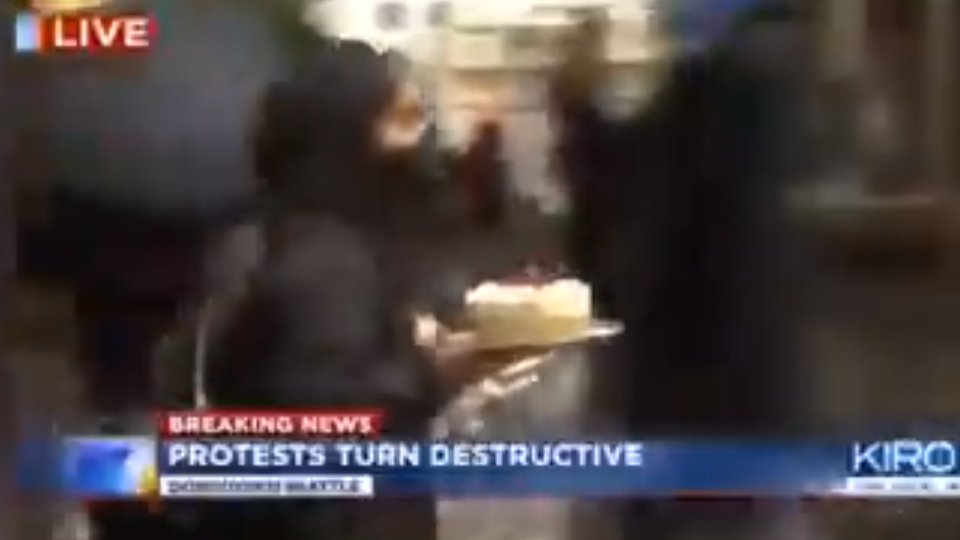 A young protester went viral making off with an entire intact cheesecake. https://www.foxnews.com/food-drink/woman-carrying-cheesecake-factory-seattle-protests-internet-sensation