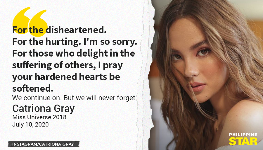 PhilippineStar's tweet photo. ‘WE CONTINUE ON. BUT WE WILL NEVER FORGET’

Miss Universe 2018 Catriona Gray has a message to those who rejoice over the suffering of employees affected by denial of ABS-CBN’s broadcast franchise. https://t.co/DLEyN5Yyrn