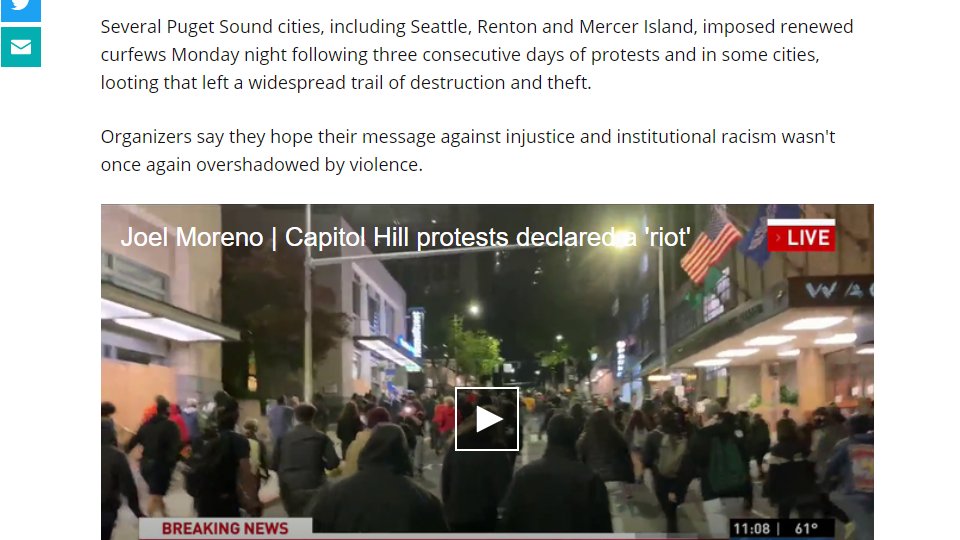 Curfews continued across the region. Additional protests spring up in cities all over the Puget Sound, but none are as large or as chaotic - or met with as much police violence - or covered as extensively as those in Seattle.