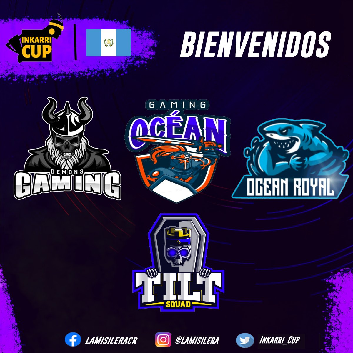 INKARRI CUP | 3RA EDICIÓN 🏆🔥
¡BIENVENIDOS! 🤝😎

141 Equipos luchando por ser el primero ⚔️🛡️
4     Equipos representando a Guatemala 🇬🇹

 Desde la cuna de los Mayas... 🙌

📺: Fb.com/LaMisileraCr
🎨: @iamZZSaiko

#ClashRoyale #Supercell #Gaming #CR #Notilt #Inkarricup