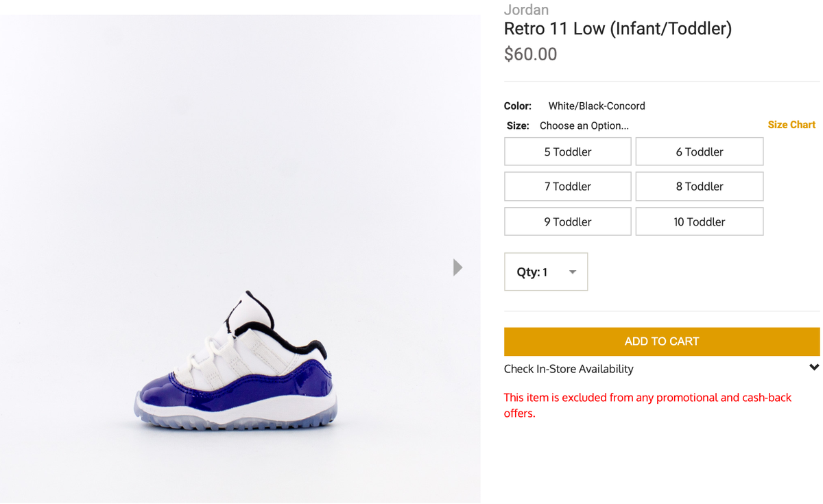 preschool sneaker sizes