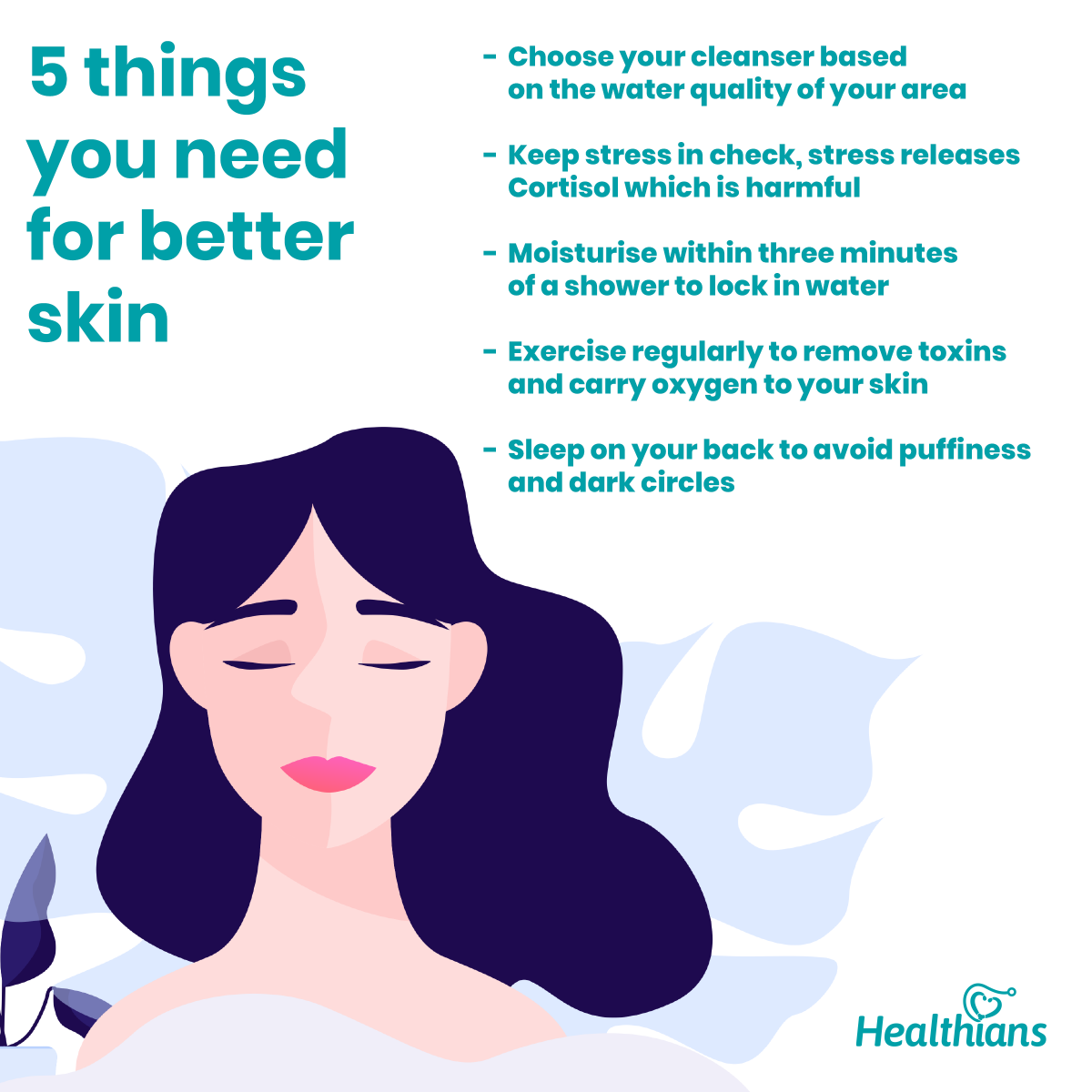 Take care of your skin with these 5 easy tips. 
#skincare #GreatSkin #SkincareTips #India #indianskincare #Healthtips