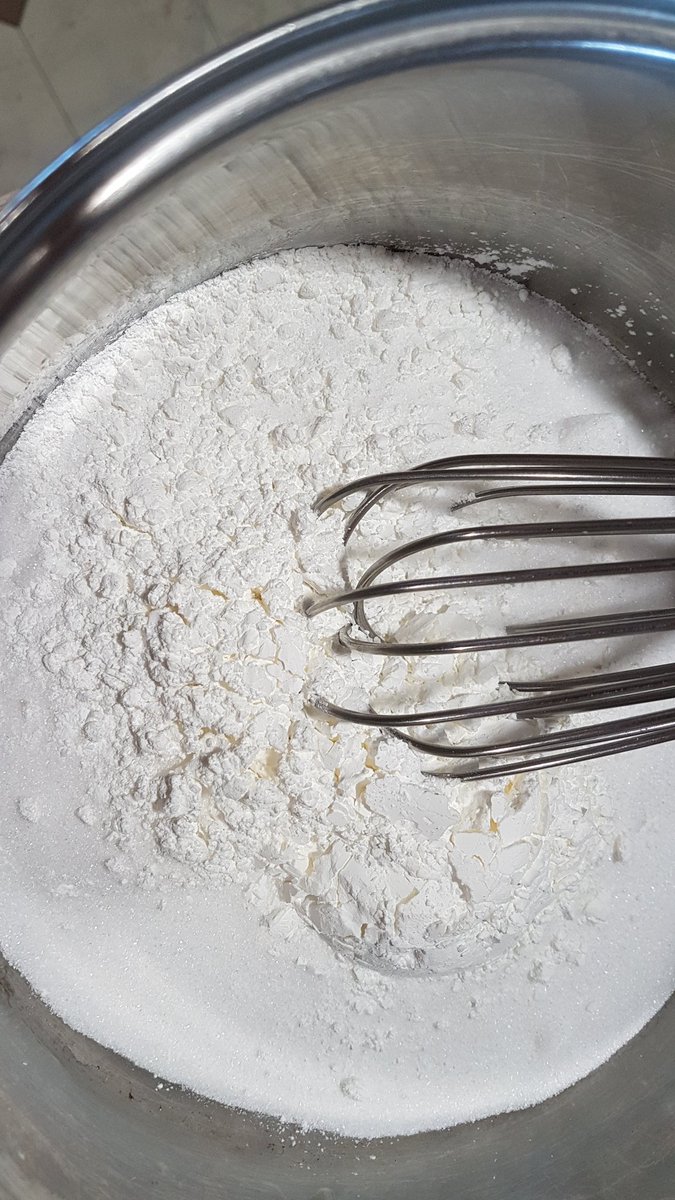 Now grab a sturdy pot and whisk together:1 & a half cups white sugar1/3 of a cup plus 1 tablespoon cornflour (for Aussies), cornstarch (for Yanks).