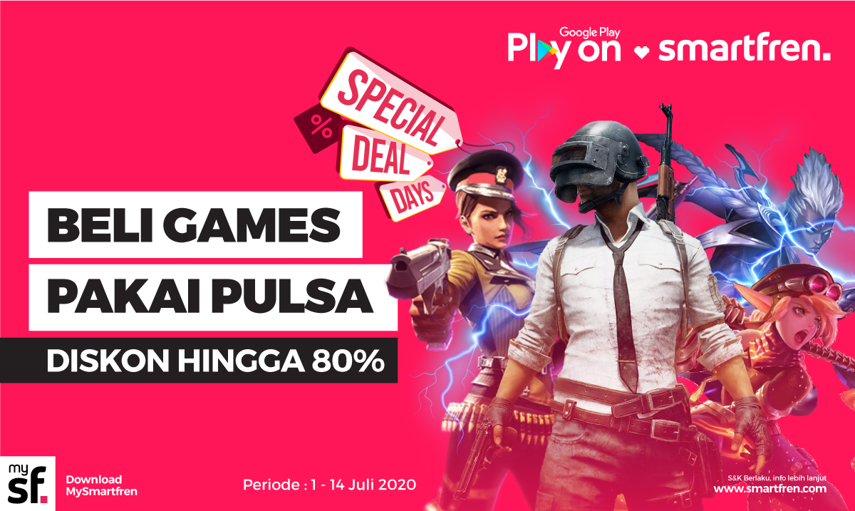 Kamu bisa beli game berbayar terus dapet diskon 80% lho, Sobat! 
Beli game favorit atau wish list kamu pake pulsa Smartfren, Easy banget kan?
 
Yuk buruan di download di Google Play bit.ly/2NPSebg

#KuotaAntiWasWas