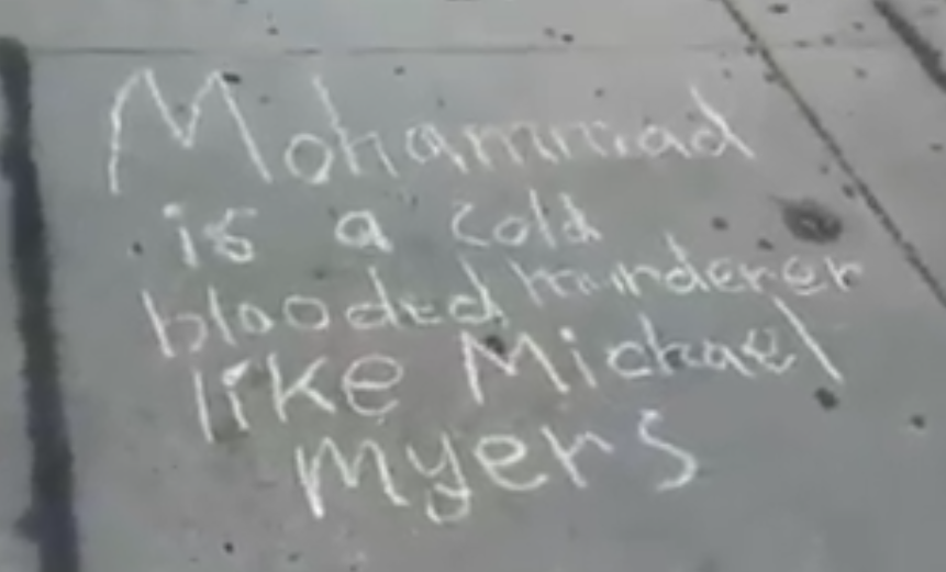 15. JDL members held a demonstration in front of Foodbenders where they harassed people on the street and wrote Islamophobic statements in front of the business. These actions are indefensible. The protest was attended by Meir Weinstein, Jordan Justein, Ron Banerjee, and others.