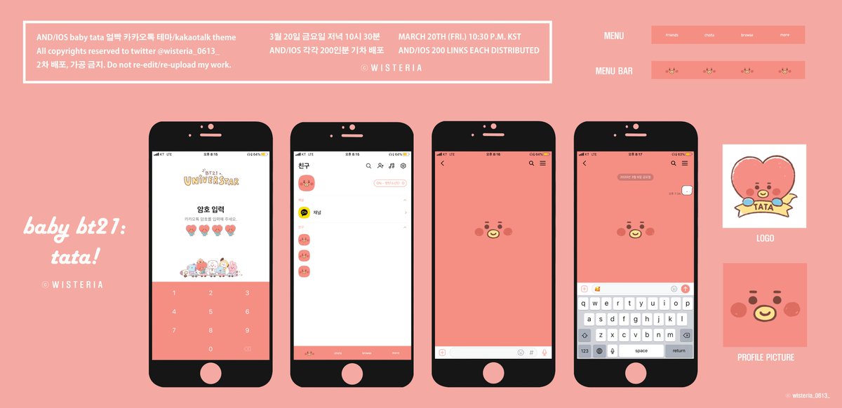 wisteria_0613_'s tweet photo. BT21 얼빡 시리즈 카카오톡 테마
🕐 공유시간: 9:00-9:05 (P.M.)
🌸 RT, 💜는 저에게 큰 힘이 됩니다 : )
 
TATA: https://t.co/fLf97XSWuf
MANG: https://t.co/liVPONEoiA
KOYA: https://t.co/Aa26hXadxq
 
#방탄소년단 #BTS #방탄카톡테마 @BTS_twt https://t.co/S6zrz6IV3W