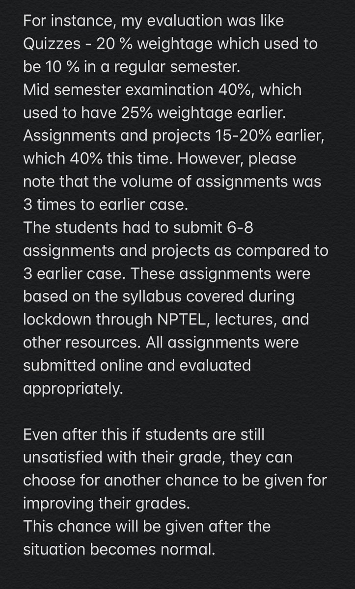 ABVPVoice's tweet image. A lot of people have claimed that IIT Bombay has mass promoted students! But here’s the truth -

A professor in IIT conducted quizzes, mid-semester examinations and assignments and projects to evaluate students in this semester. 

#StudentsForEvaluation