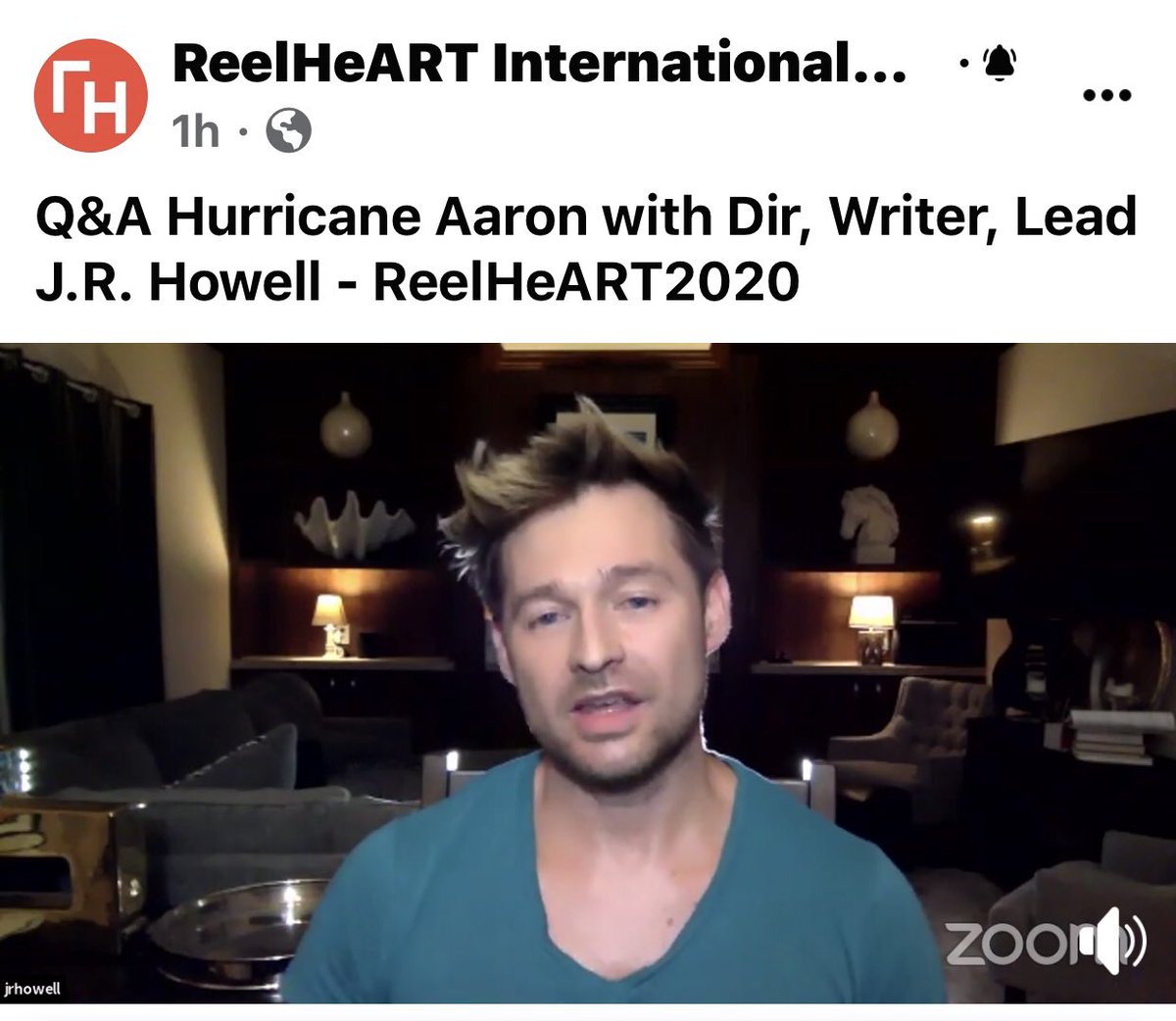 ReelHeART's tweet photo. @CRFilmsUSA - Can we move in...? And can we cuddle with #Puppers ๐ถ๐ถ 2 Questions NOT asked in our Q&A with J.R. Howell from #HurricaneAaron at the @ReelHeART #Canadian Premiere with our Host ๐@AbbyIsraels ๐#ReelHeART2020 #AllCulturesUnder1Roof #SupportIndieFilm https://t.co/FD4H9G5hKy