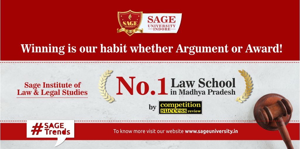 Sanjeev Agrawal (@agrawalsanjeev4) on Twitter photo Winning is our habit whether argument or award!
We are proud to share that Sage Institute of Law & Legal studies has been ranked No. 1 Law School in Madhya Pradesh.
#SageTrends #Sageadmissions #Admissions2020 #BestLawSchoolinMp
<a href="/SAGE_University/">SAGE University Ind</a>
sageuniversity.in Winning is our habit whether argument or award!
We are proud to share that Sage Institute of Law & Legal studies has been ranked No. 1 Law School in Madhya Pradesh.
#SageTrends #Sageadmissions #Admissions2020 #BestLawSchoolinMp
<a href="/SAGE_University/">SAGE University Ind</a>
sageuniversity.in