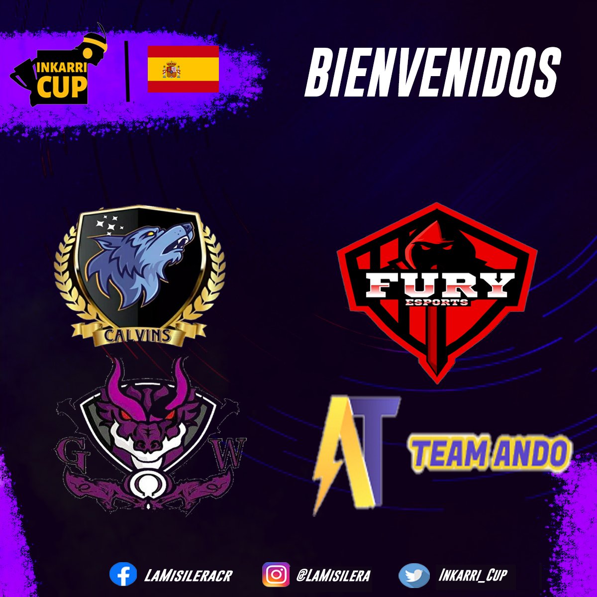 INKARRI CUP | 3RA EDICIÓN 🏆🔥
¡BIENVENIDOS! 🤝😎

141 Equipos luchando por ser el primero ⚔️🛡️
4     Equipos representando a España 🇪🇸

Por primera vez en la Inkarri Cup. ¡Venga! 🙌

📺: fb.com/LaMisileraCr
🎨: @iamZZSaiko

#ClashRoyale #Supercell  #CR #Notilt #Inkarricup