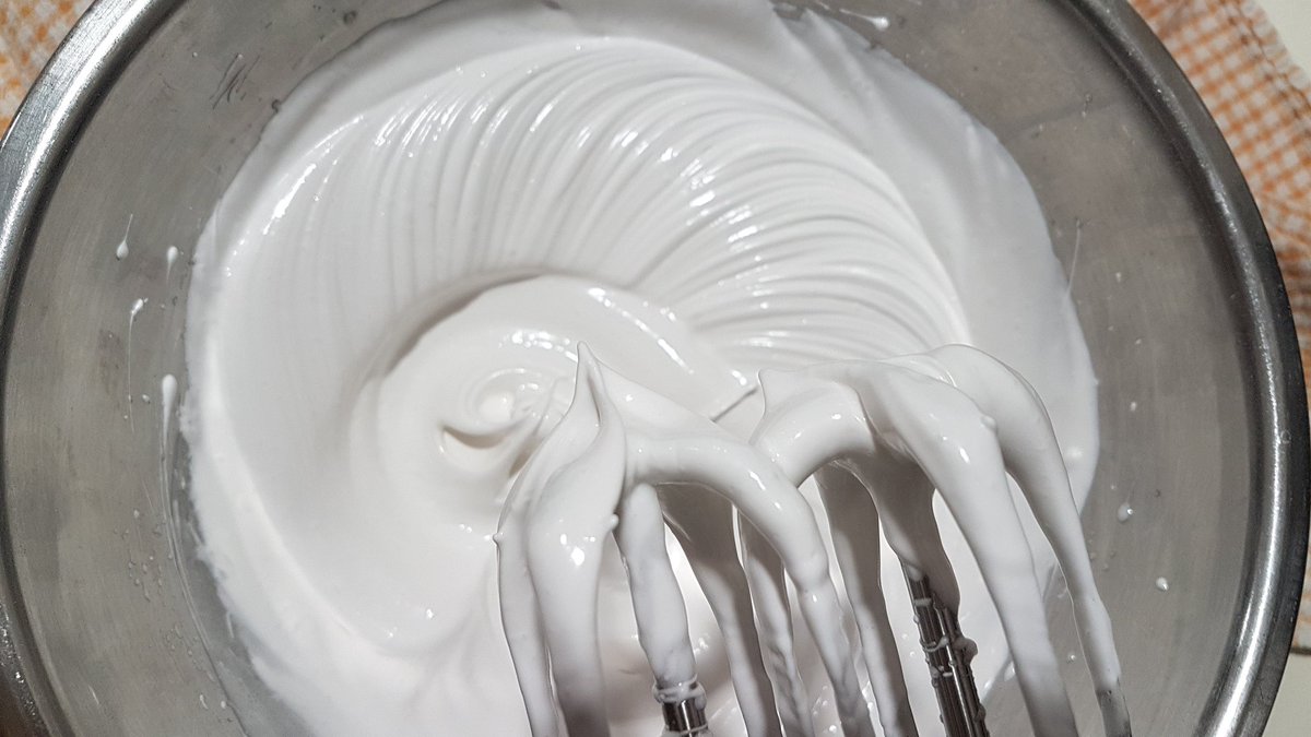 Watch carefully and stop when the meringue looks like this: