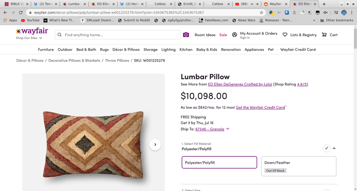 christnmusicrls's tweet photo. @Lionel Anyone care for an LGBTQ Ellen Wayfair Pillow courtesy of Epstein's Lolita Island? Nice Rabbit Logo. Regular price $100, selling at $10,098. Comes with free trafficked girl. #pedogate #pizzagate #wayfairgate #pedophiles #celebgate #ellen #tomhanks
https://t.co/4zJi2vtclc https://t.co/kBKZwYlt6U