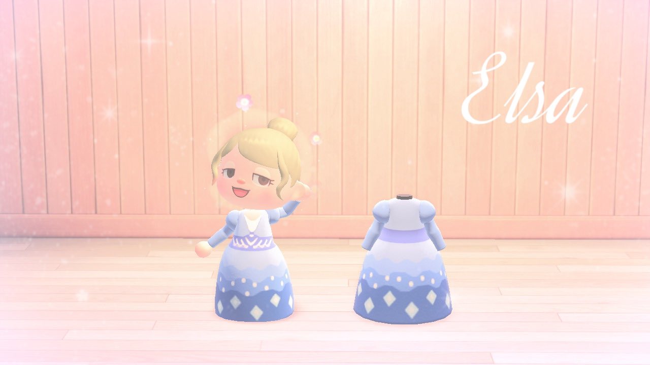 Twitter पर みんみん まっどきっ島 エルサのドレスの リクエストがあったので 作らせて頂きました グラデーションと キラキラ感を出して デザインしてみました よかったら着てくださいね どうぶつの森 あつ森 マイデザイン マイデザ配布 マイデザイン