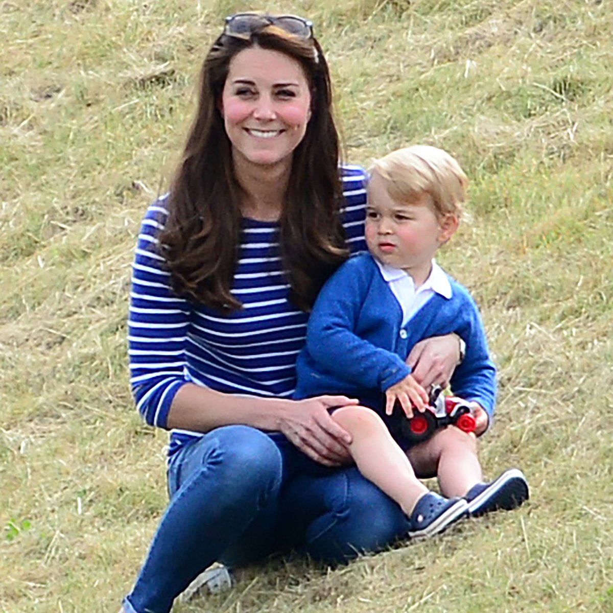 Kate, William, Charles and little George at Gigaset Charity Polo Match with Prince George of Cambridge at Beaufort Polo Club, Tetbury - 2015