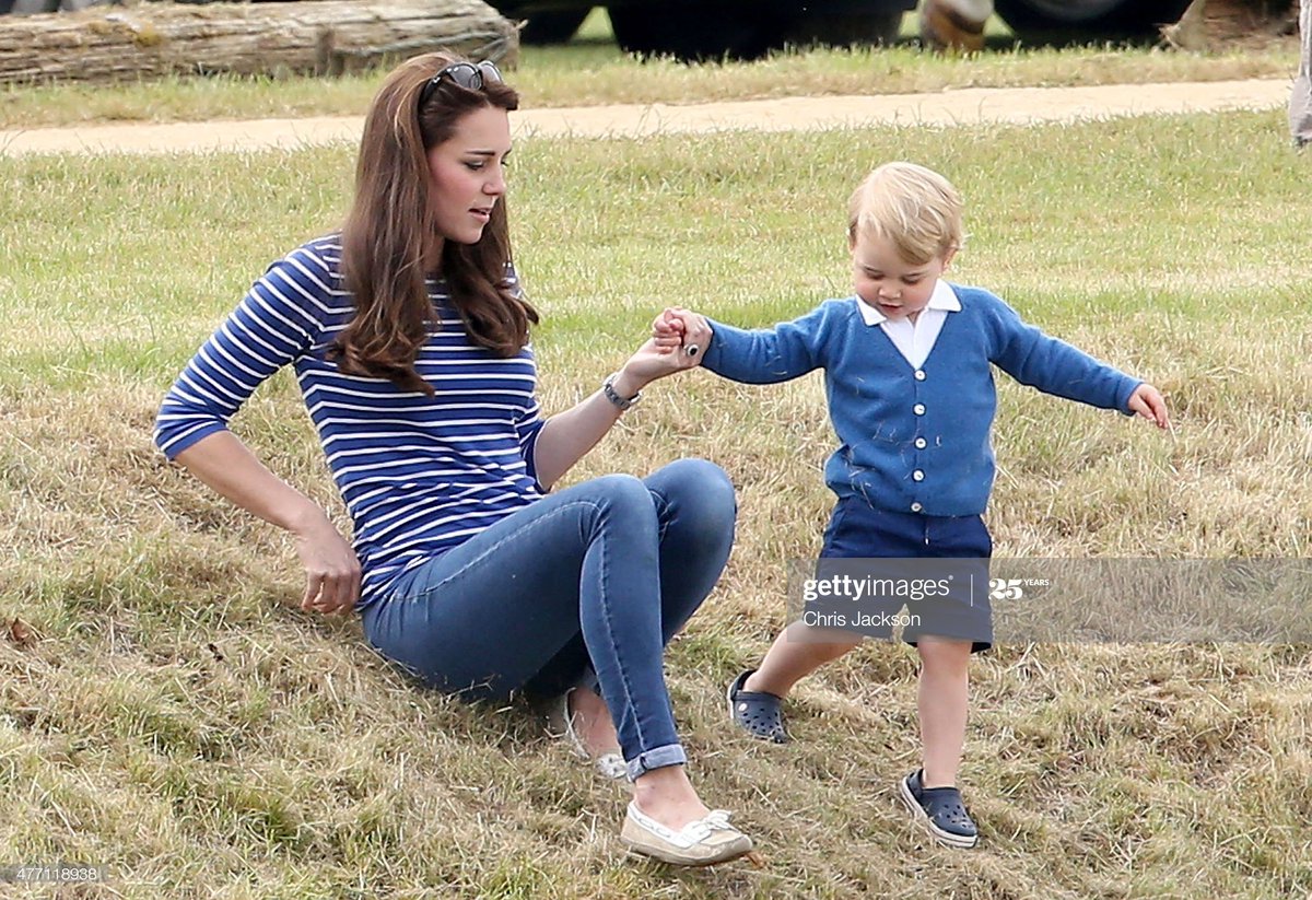 Kate, William, Charles and little George at Gigaset Charity Polo Match with Prince George of Cambridge at Beaufort Polo Club, Tetbury - 2015