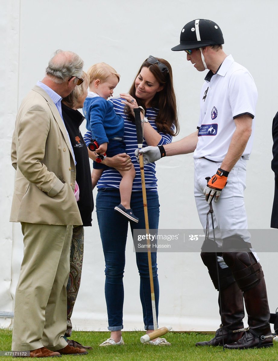 Kate, William, Charles and little George at Gigaset Charity Polo Match with Prince George of Cambridge at Beaufort Polo Club, Tetbury - 2015