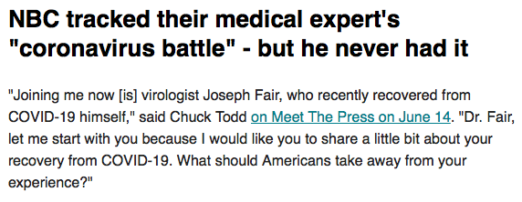 This is pretty bad. From @SteveKrak 'NBC tracked their medical expert's 'coronavirus battle' - but he never had it.' us20.forward-to-friend.com/forward/previe…