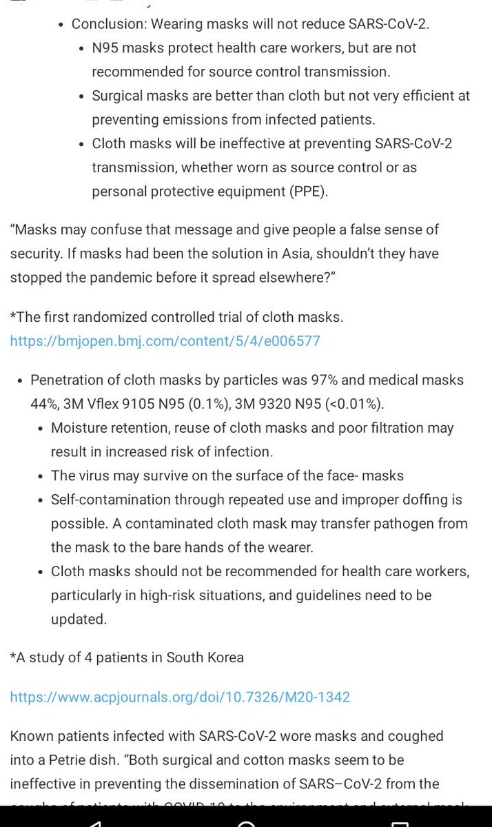 6/ Association of American Physicians and surgeons:  #Masks will not stop spread of infection. They may "give people a false sense of security. If masks had been the solution in Asia, shouldn’t they have stopped the pandemic before it spread elsewhere?” https://aapsonline.org/mask-facts/ 