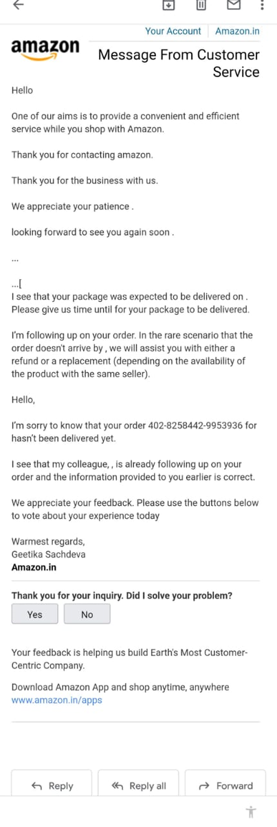 thepaultalks's tweet photo. Hi @amazonIN , @JeffBezos , truly disappointed in amazon customer service (I believed amazon was Customer centric company)
* Ordered laptop and Extended warranty on 29June2020 on  sale
* Item dispatched and was supposed to reach customer on 1 July 2020
* Laptop not delivered yet https://t.co/Sll8s0BzCZ