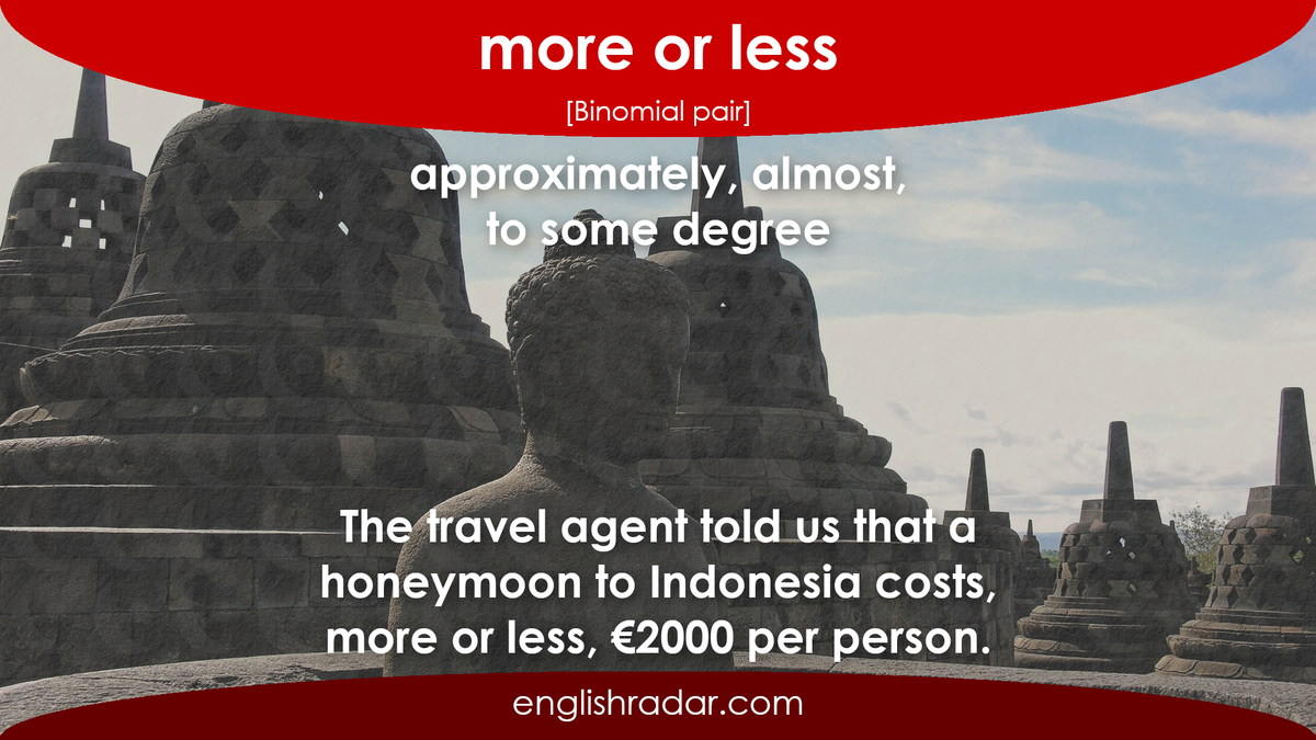 EnglishRadar's tweet photo. ⭐️ more or less
⬇️ Learn 30 great binomial expressions to improve fluency!
https://t.co/3KWH8S3Eik
#LearnEnglish #binomialexpressions #binomialpair #speaking #fluency #moreorless https://t.co/qTHaoybdGX
