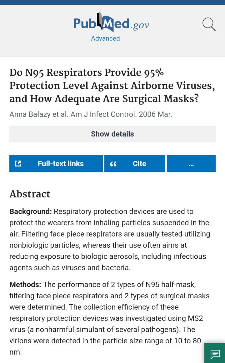 5/ So masks deplete your oxygen intake, force you to inhale your own carbon dioxide & bacteria accumulated in the   #mask. And get this - they DO NOT BLOCK VIRUS. Virus penetration is 84.5% for Surgical & cloth masks & 20.5% for N95 masks.  https://pubmed.ncbi.nlm.nih.gov/16490606/...