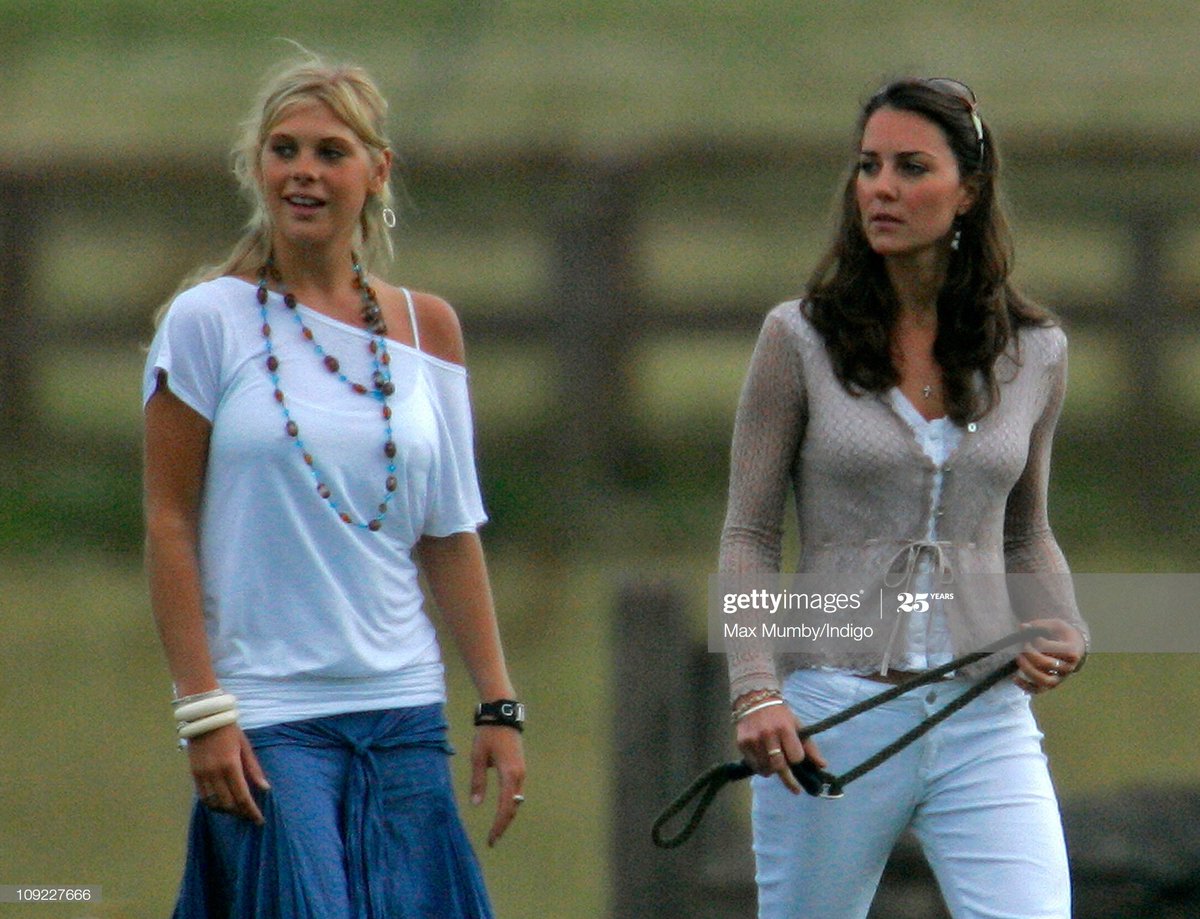 Princes William & Harry playing on opposite sides at Vodafone Polo Trophy Match in aid of Hope for Tomorrow and The Prince's Trust at the Beaufort Polo Club, watched by Kate and Chelsy, 2006