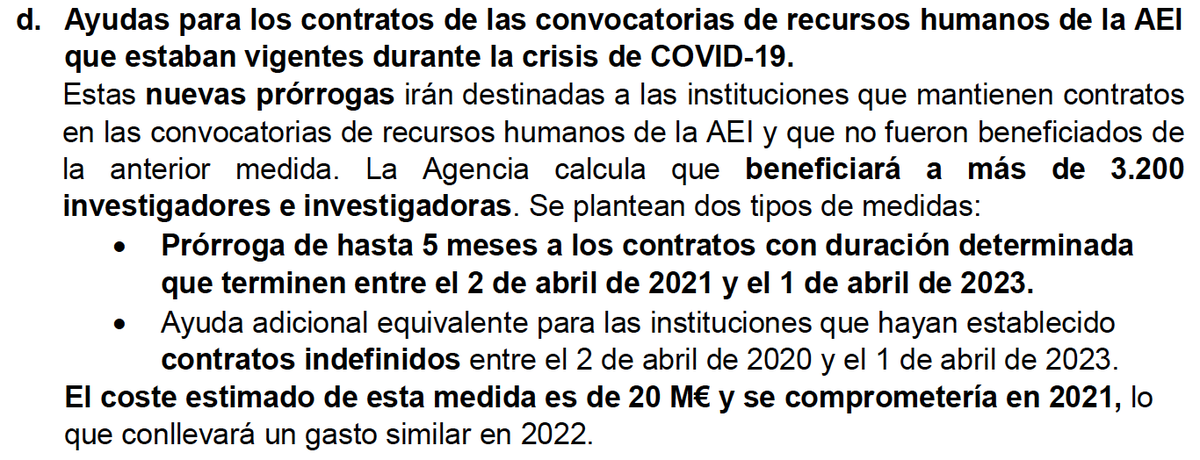 CG_ath's tweet photo. Muy bien a las prorrogas de contratos de @AgEInves. 
Pero, y los contratos (pre y post) CON CARGO A PROYECTOS que se han mantenido? URGENTE inyeccion de fondos para extenderlos al menos 5-6 meses y compensar parte de las perdidas experimentales @astro_duque @CienciaGob https://t.co/o2mOsE73wE